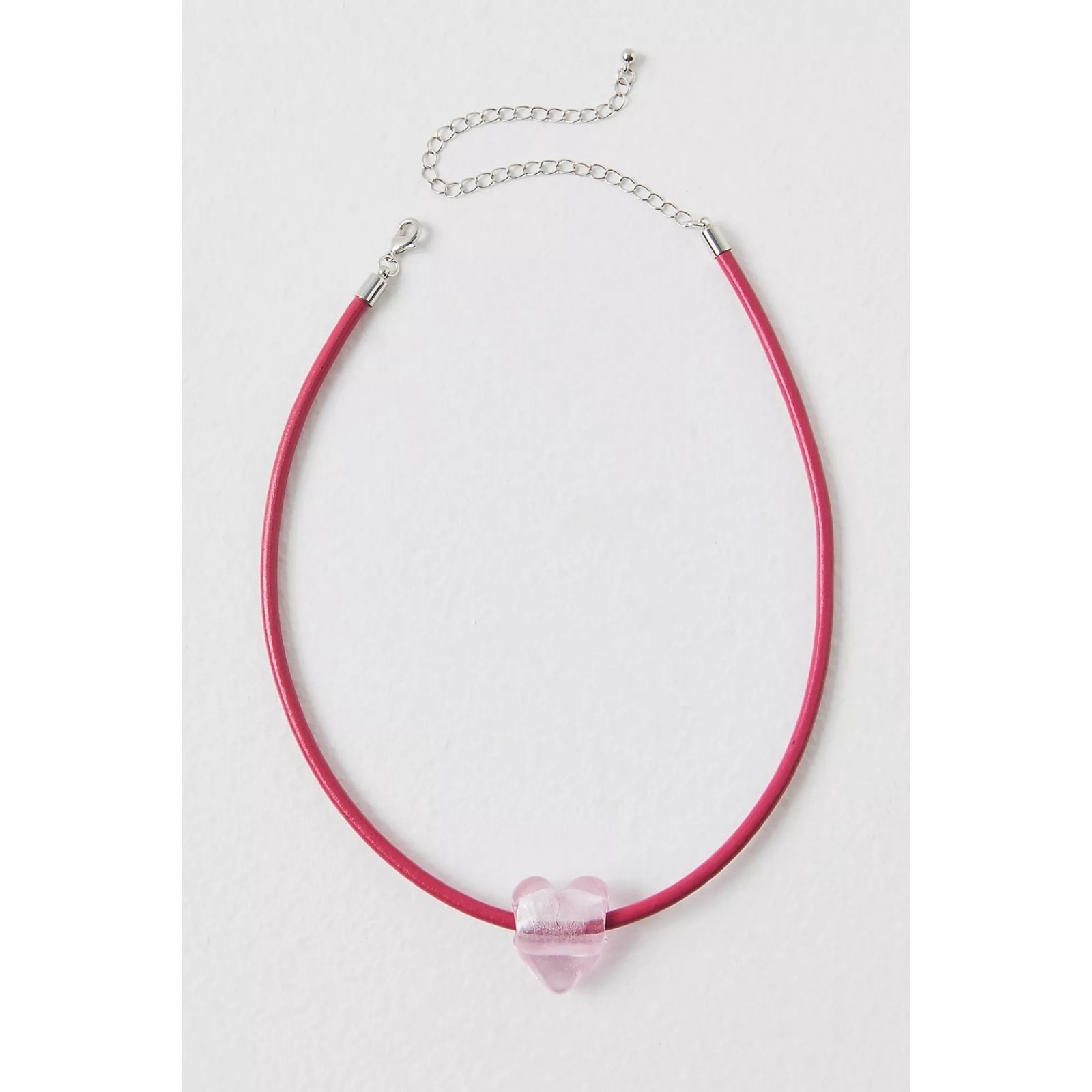 Free People Under The Sea Collar Pink Nwt Choker Glass Heart Pendant Bohemian